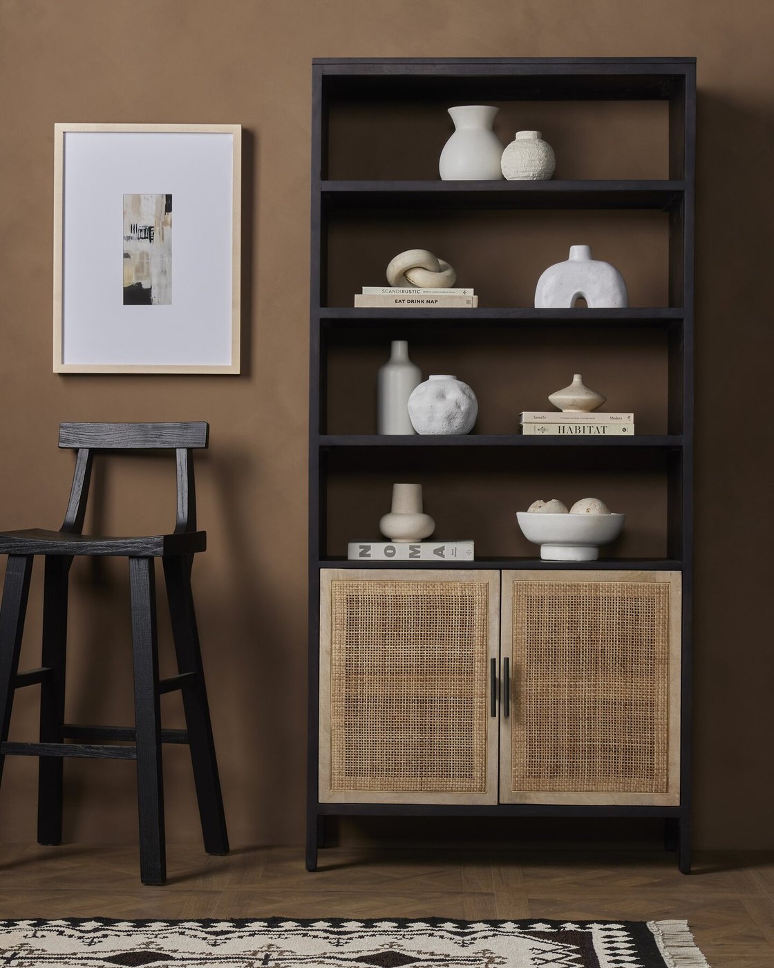 Caprice Bookshelf in Washed Black