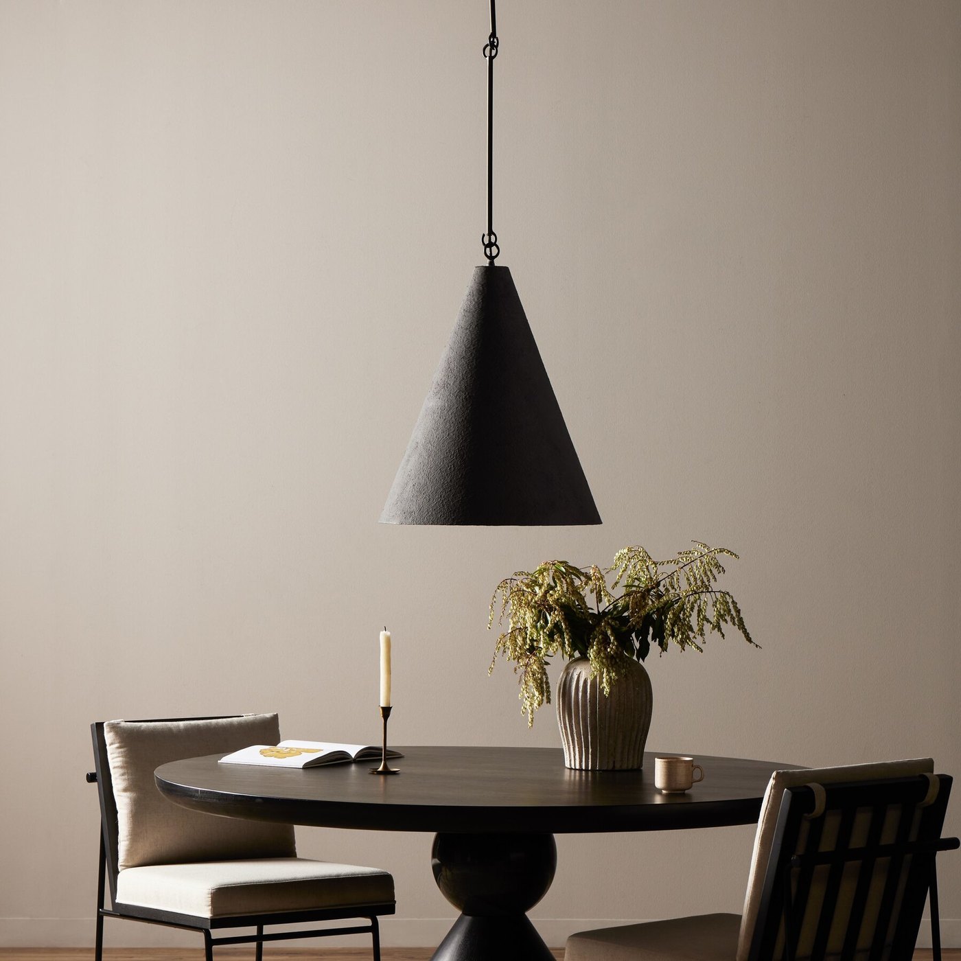 Grazia Pendant in Matte Black Plaster
